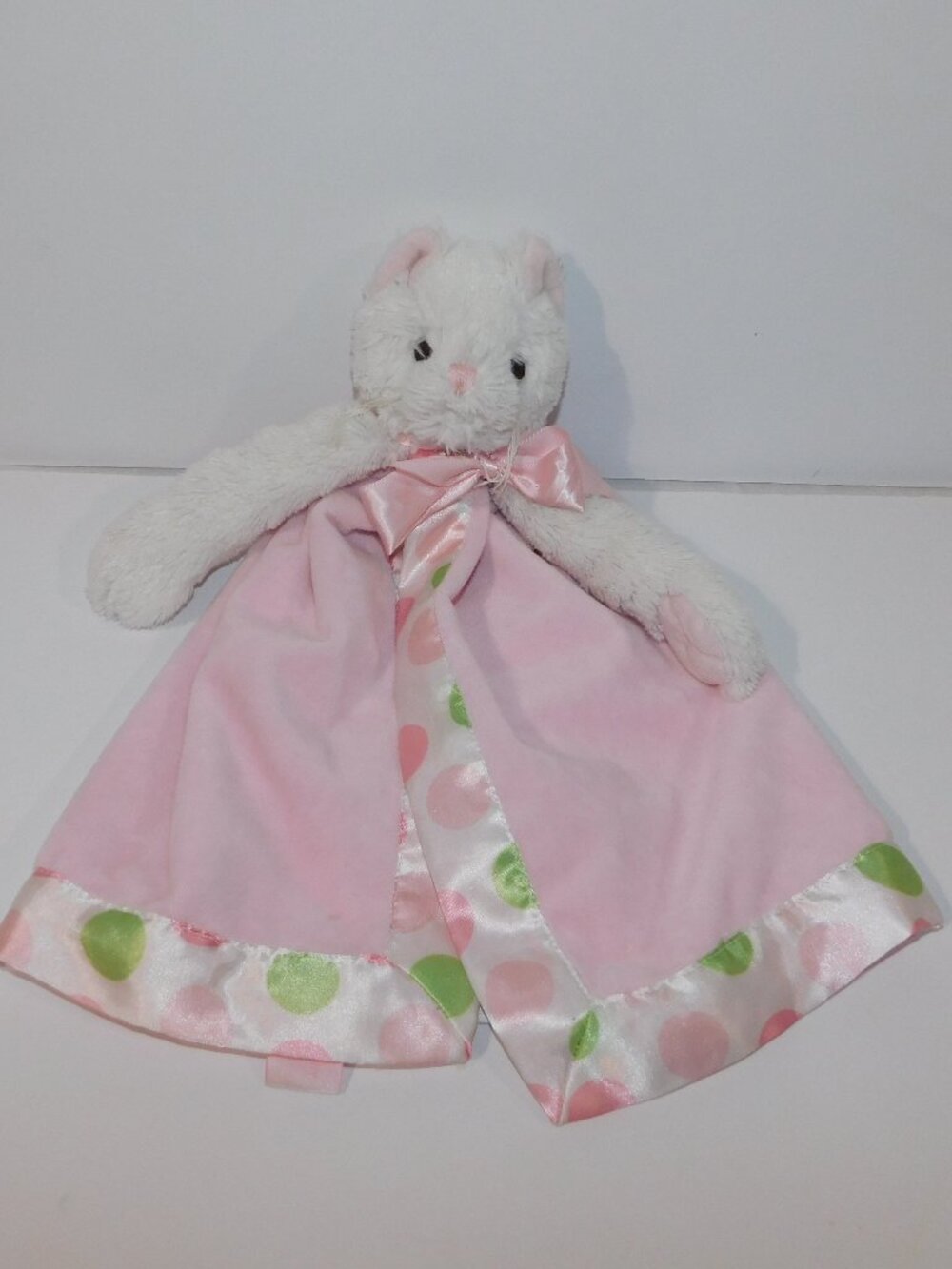 Bearington Baby Collection White Pink Cat Kitty Kitten Security Blankets Lovey
